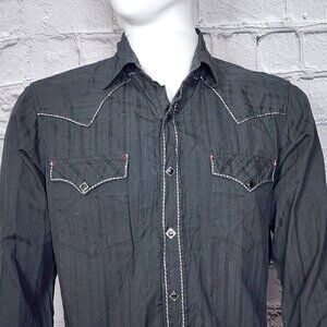Roper Black Pony Express Western Rodeo Pearl Snap Shirt, Men's Medium